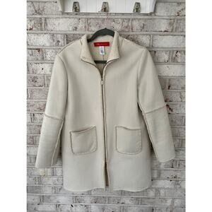 Anne Klein Women's Soft Cream Colored Full Zip Peacoat Size PS
